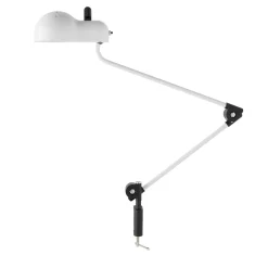 Lampada da tavolo Topo bianca con morsetto di fissaggio di Joe Colombo