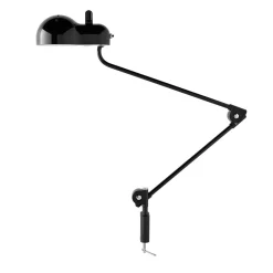 Lampada da tavolo Topo nera con morsetto a vite di Joe Colombo
