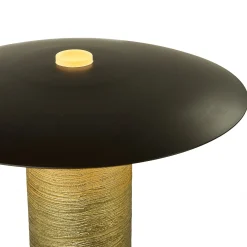 Lampada da tavolo Ufo in resina marrone scuro e oro