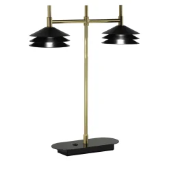 Lampada da tavolo Velia M362 a 2 luci in nero e oro