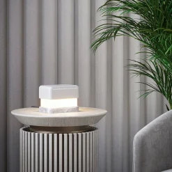 Lampada da tavolo W1 Pet grigia con base in marmo