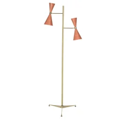 Lampada da terra a due coni rosa