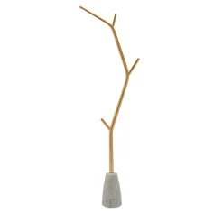 Lampada da terra Aira in ottone con base in marmo bianco di Carrara di Marcantonio