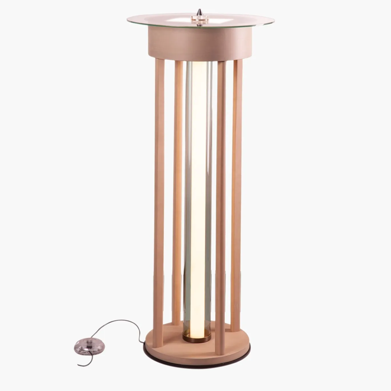 Lampada da Terra Alta Fysi Rotonda in Legno