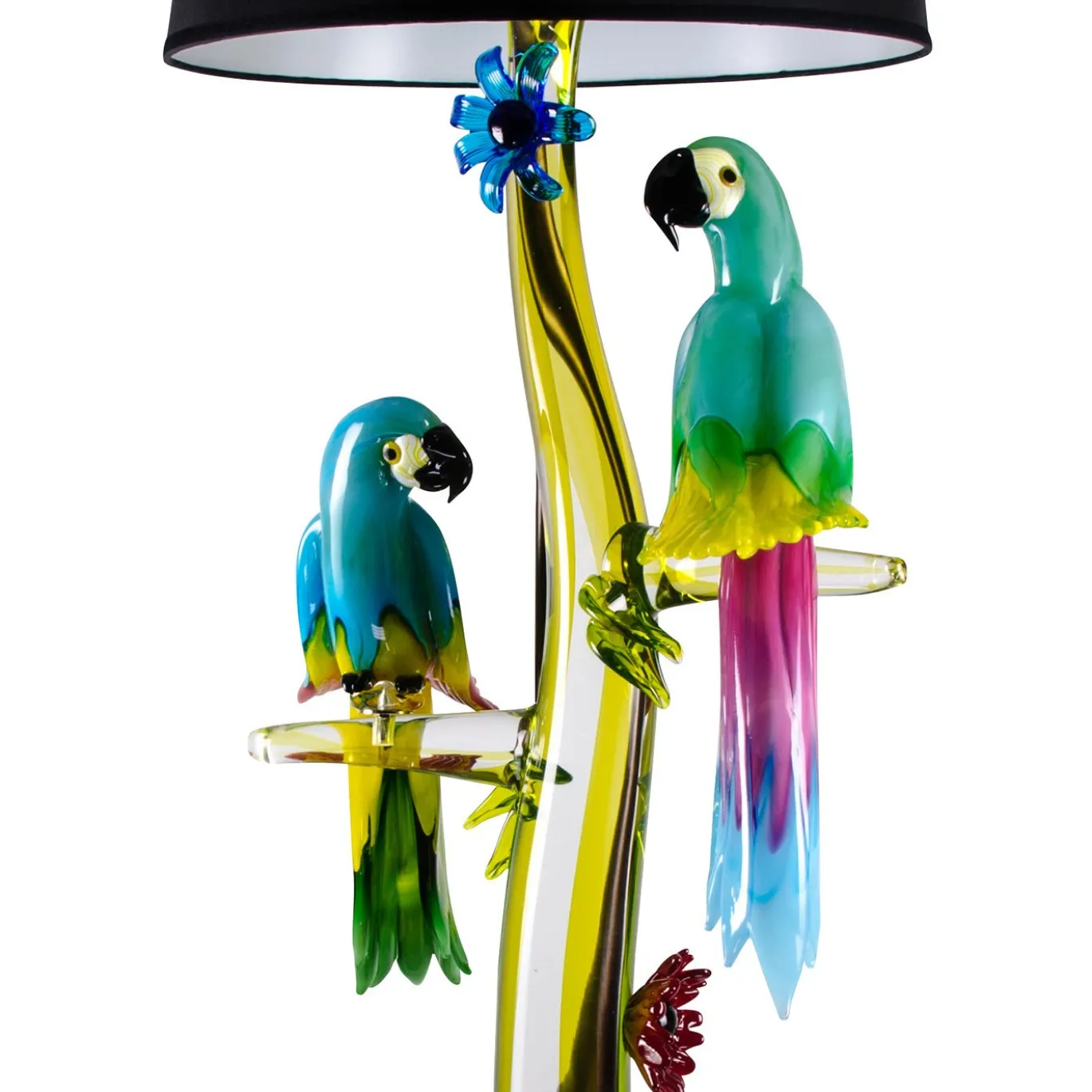 Lampada da terra a pappagallo in vetro di Murano