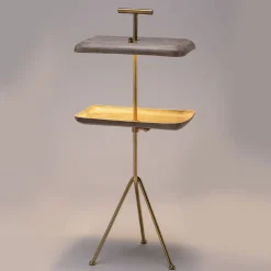 Lampada da terra Armor in pelle e ottone