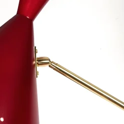 Lampada da terra a tre coni rossa e rosa