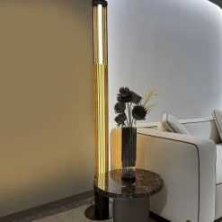 Lampada da terra Bon Ton in vetro pyrex bronzo