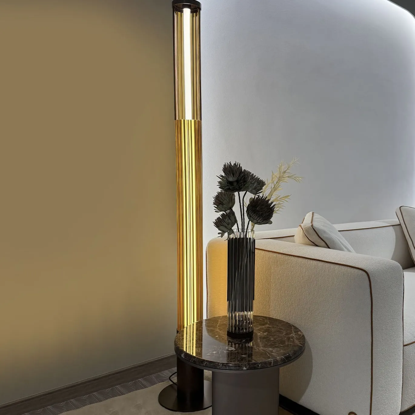 Lampada da terra Bon Ton in vetro pyrex bronzo