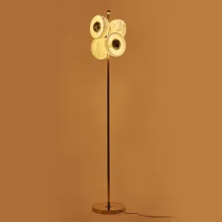 Lampada da terra Butterfly in ottone lucido e alabastro