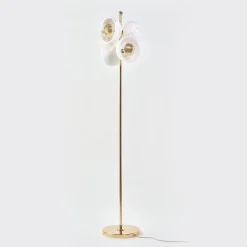 Lampada da terra Butterfly in ottone lucido e alabastro
