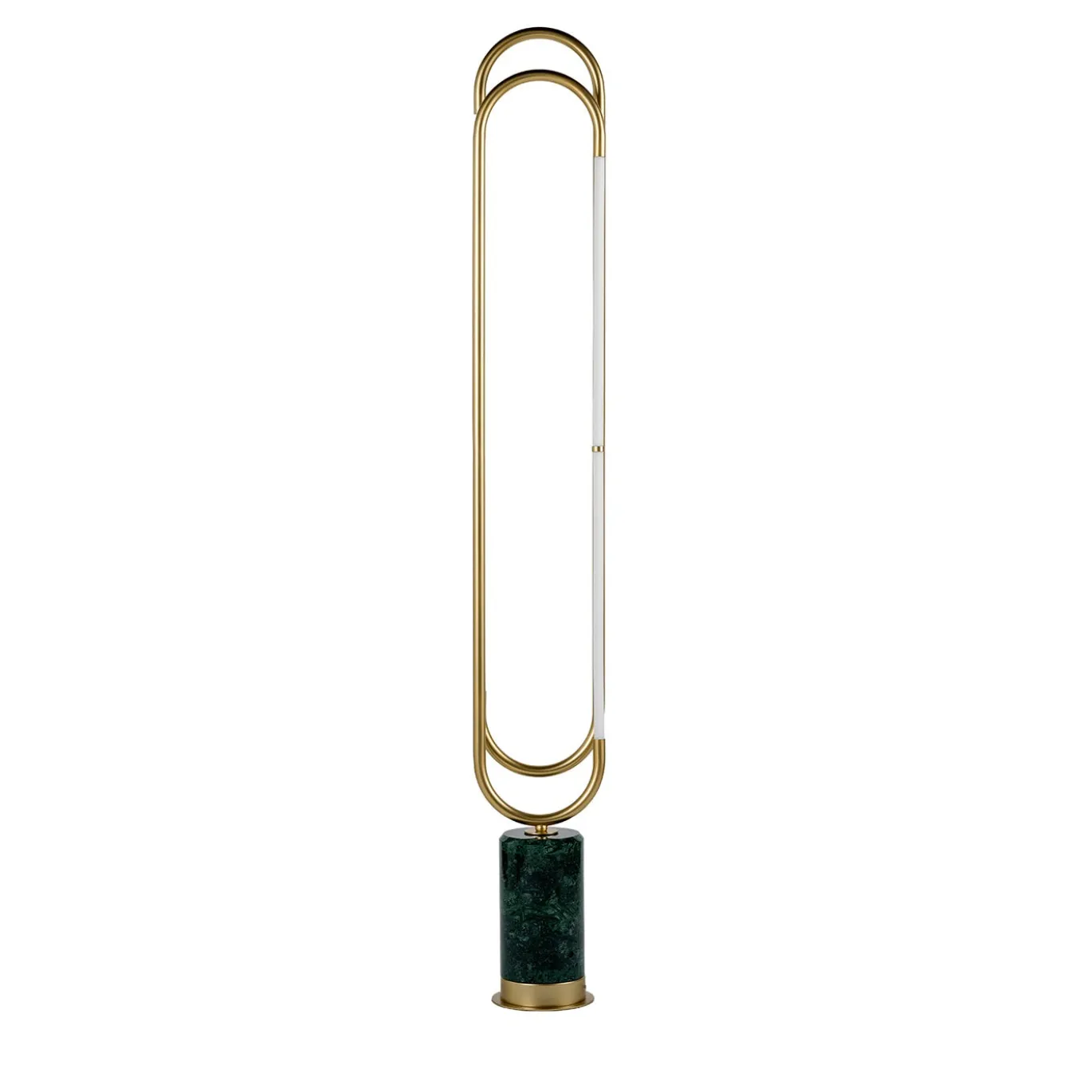 Lampada Da Terra Collier In Metallo Dorato e Marmo Verde Guatemala