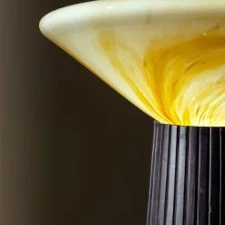 Lampada da Terra Cono in Legno Nero e Vetro di Murano