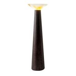 Lampada da Terra Cono in Legno Nero e Vetro di Murano