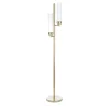Lampada da terra con struttura in ottone e vetro curvato