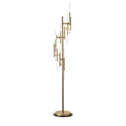 Lampada da terra Ekle a 12 luci in oro spazzolato con accenti in bronzo