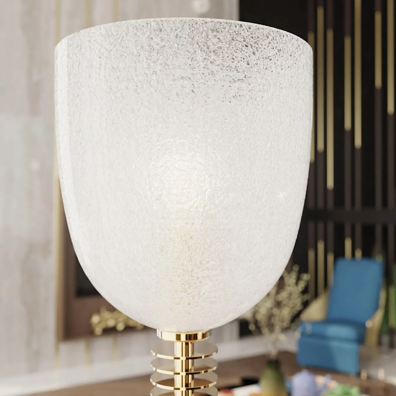 Lampada da terra Falier a 1 luce in vetro di Murano color oro
