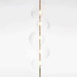 Lampada da terra Grandine a cinque luci in ottone invecchiato