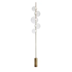 Lampada da terra Grandine a cinque luci in ottone invecchiato