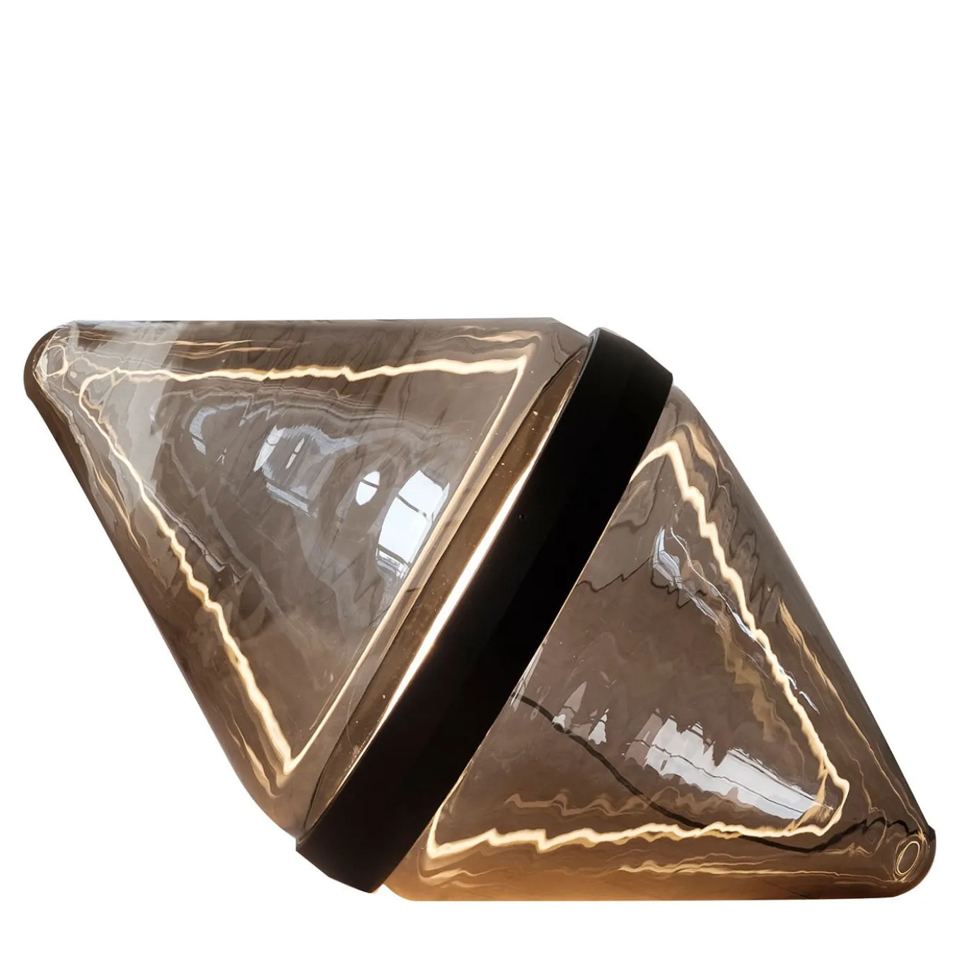 Lampada da terra Hollow Smoky Brown con anello nero di Dan Yeffet