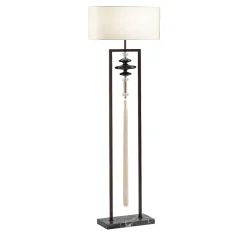 Lampada da Terra in Marmo Calacatta Bianco e Nero con Sospensione