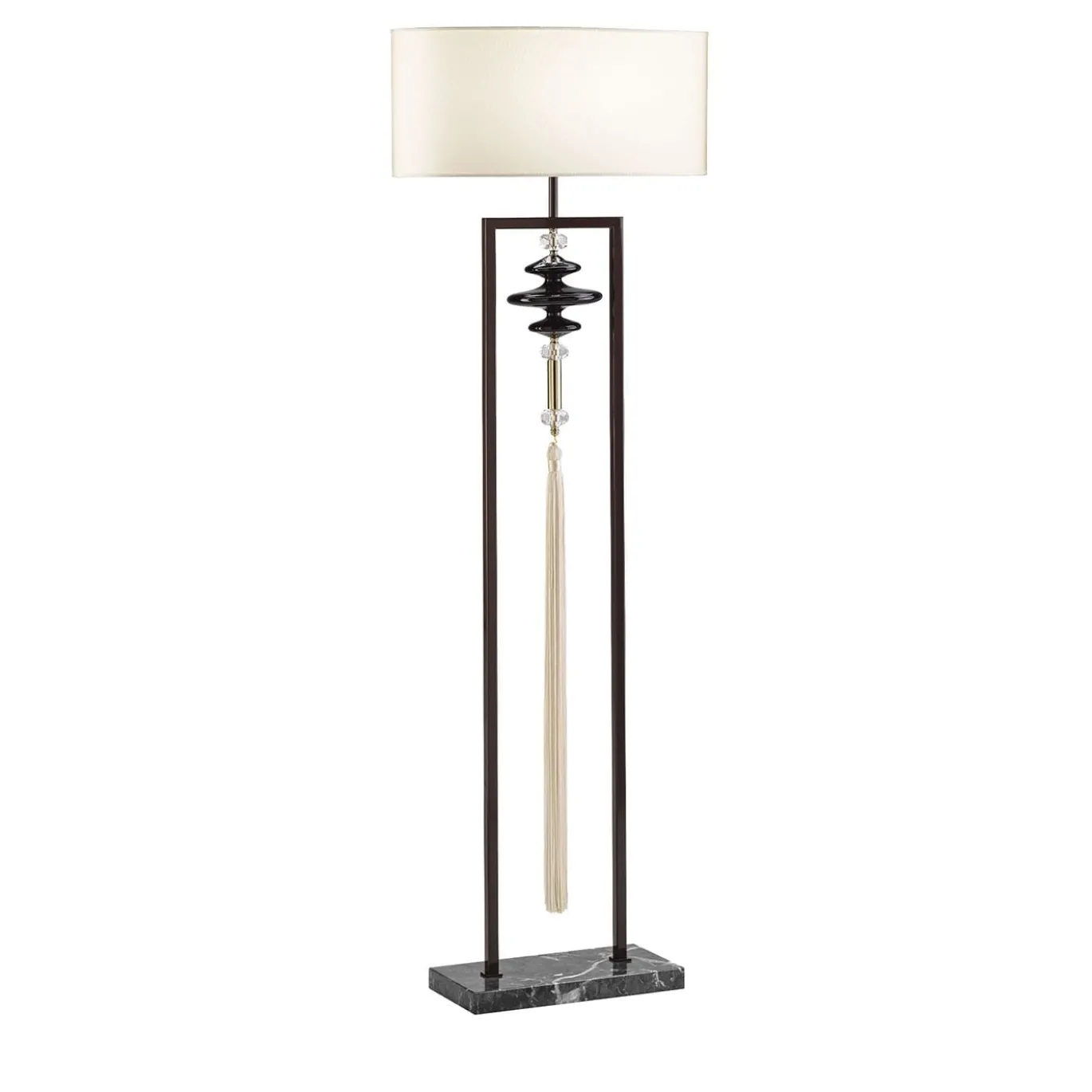 Lampada da Terra in Marmo Calacatta Bianco e Nero con Sospensione