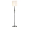 Lampada Da Terra In Ottone Finitura Argento Con Paralume In Tessuto Bianco