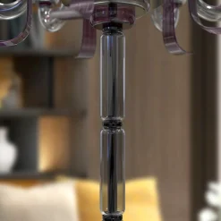 Lampada da terra Leonardo a 10 luci in vetro di Murano color grigio e viola
