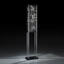 Lampada da terra Linea in alabastro nero con struttura in acciaio