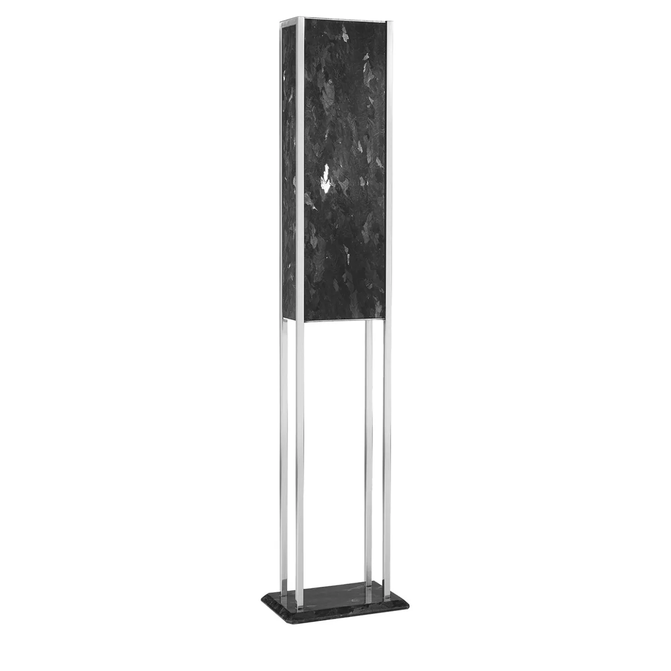Lampada da terra Linea in alabastro nero con struttura in acciaio