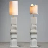 Lampada da terra Marostica+Marostica+Marostica+Marostica in ceramica bianca con paralume