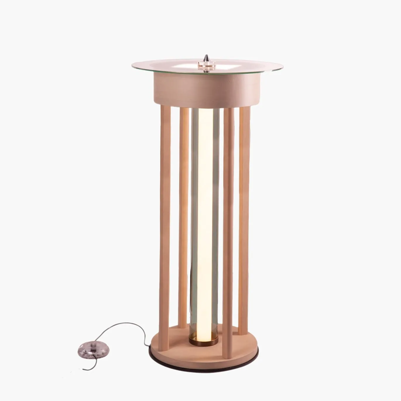 Lampada da Terra Media Fysi Rotonda in Legno