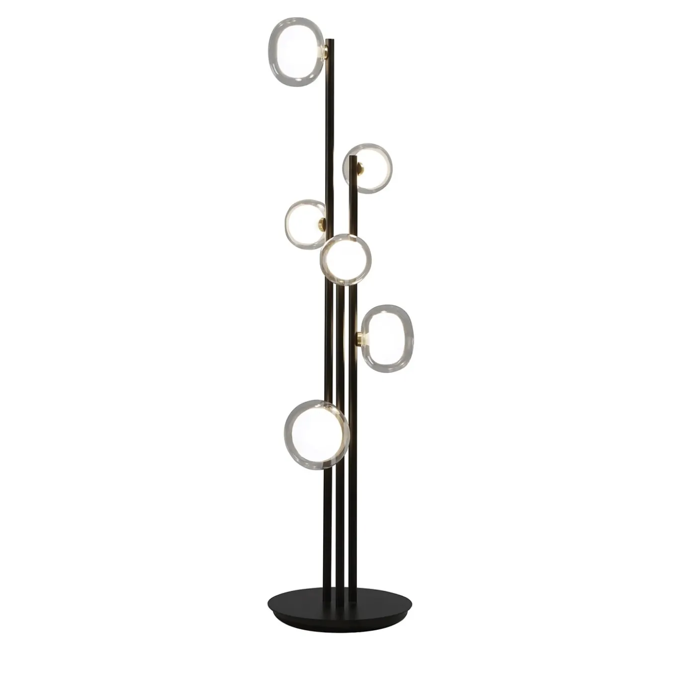 Lampada da terra Nabila a 6 luci in vetro trasparente di Corrado Dotti