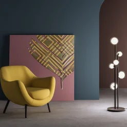 Lampada da terra Nabila a 6 luci in vetro fumé