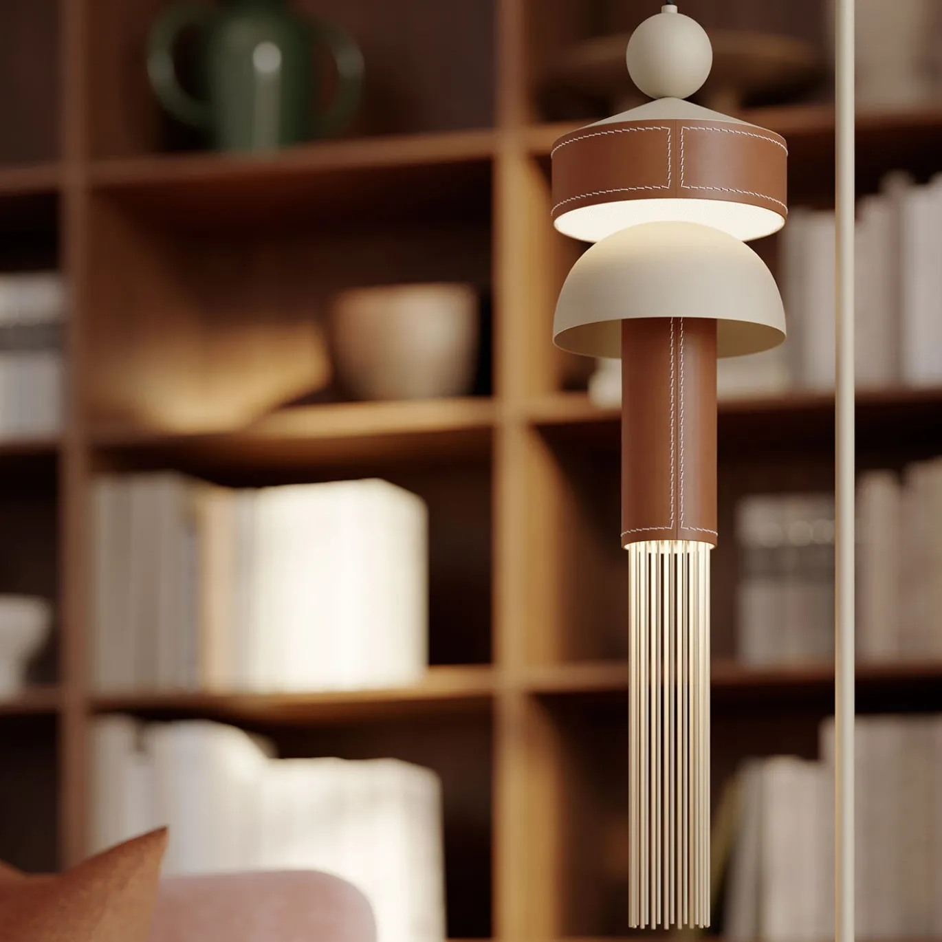 Lampada da terra Nappe STL XM1 con inserti in pelle