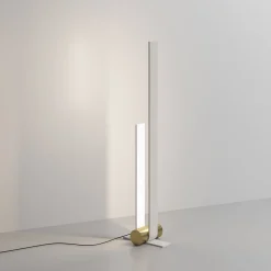 Lampada da terra Nastro bianca e oro
