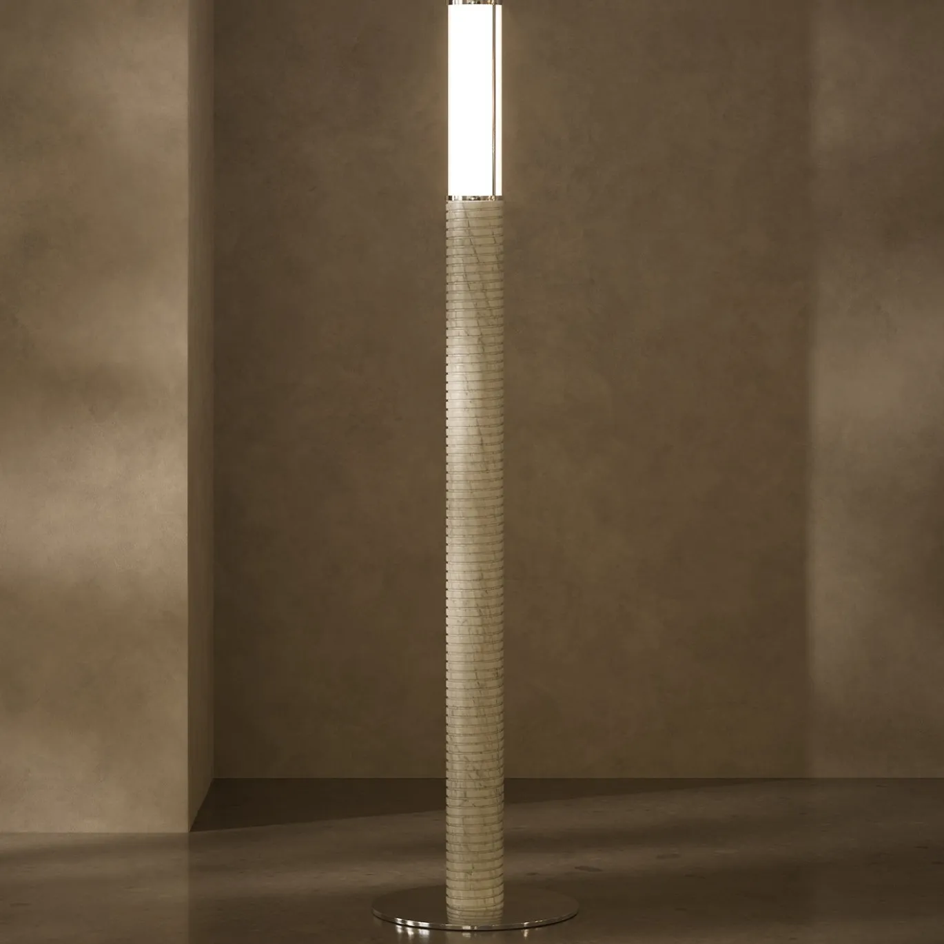 Lampada da terra Needle Alta in marmo di Carrara di Marco Piva
