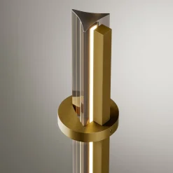 Lampada da terra Optical in vetro grigio fumo