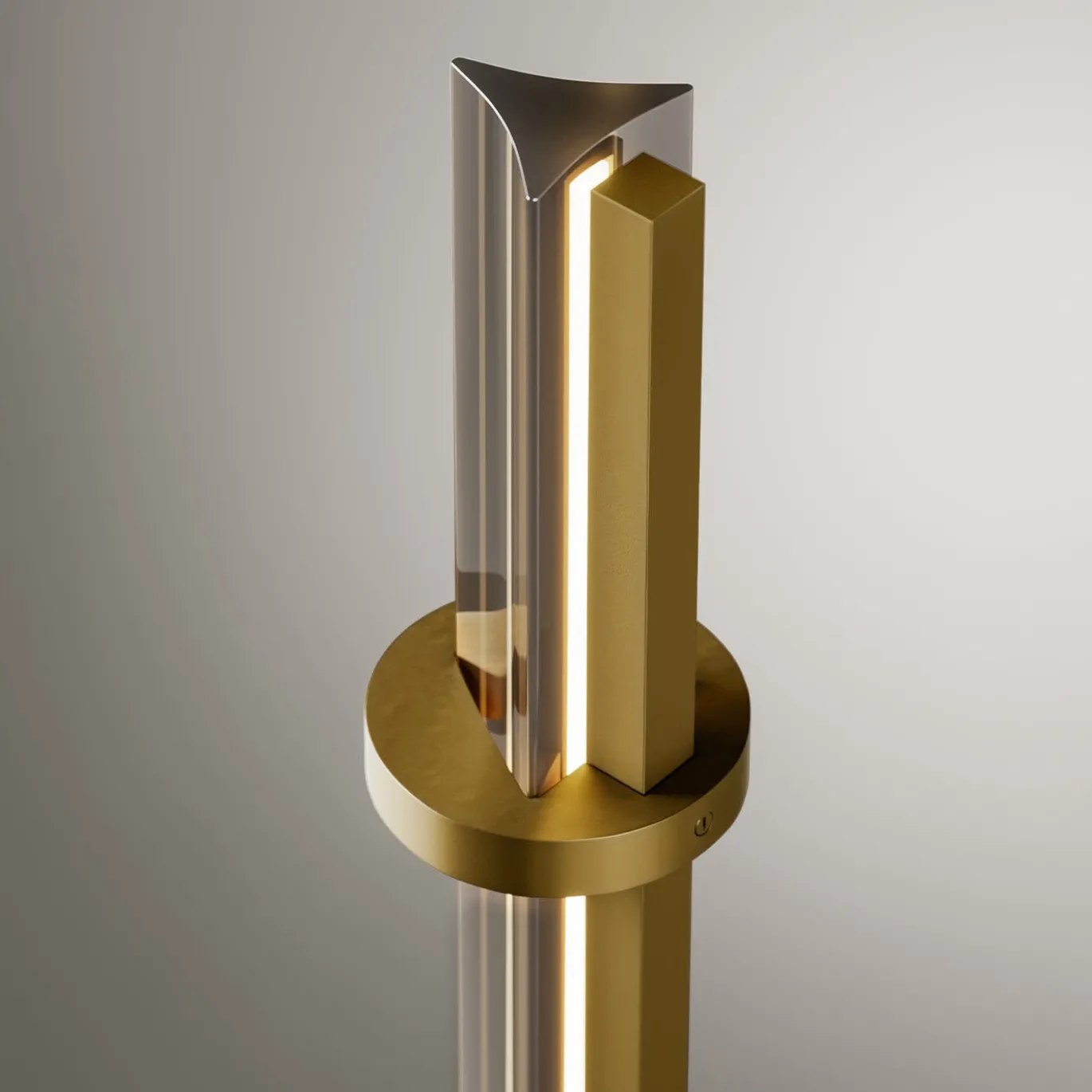 Lampada da terra Optical in vetro grigio fumo