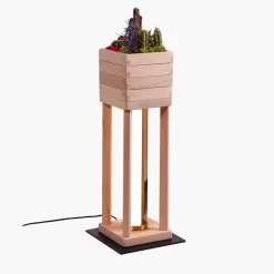 Lampada da Terra Piccola Fysi Quadrata in Legno di Faggio