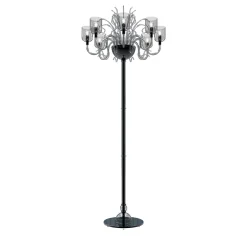 Lampada da terra Raffaello a 8 luci in vetro di Murano color grigio