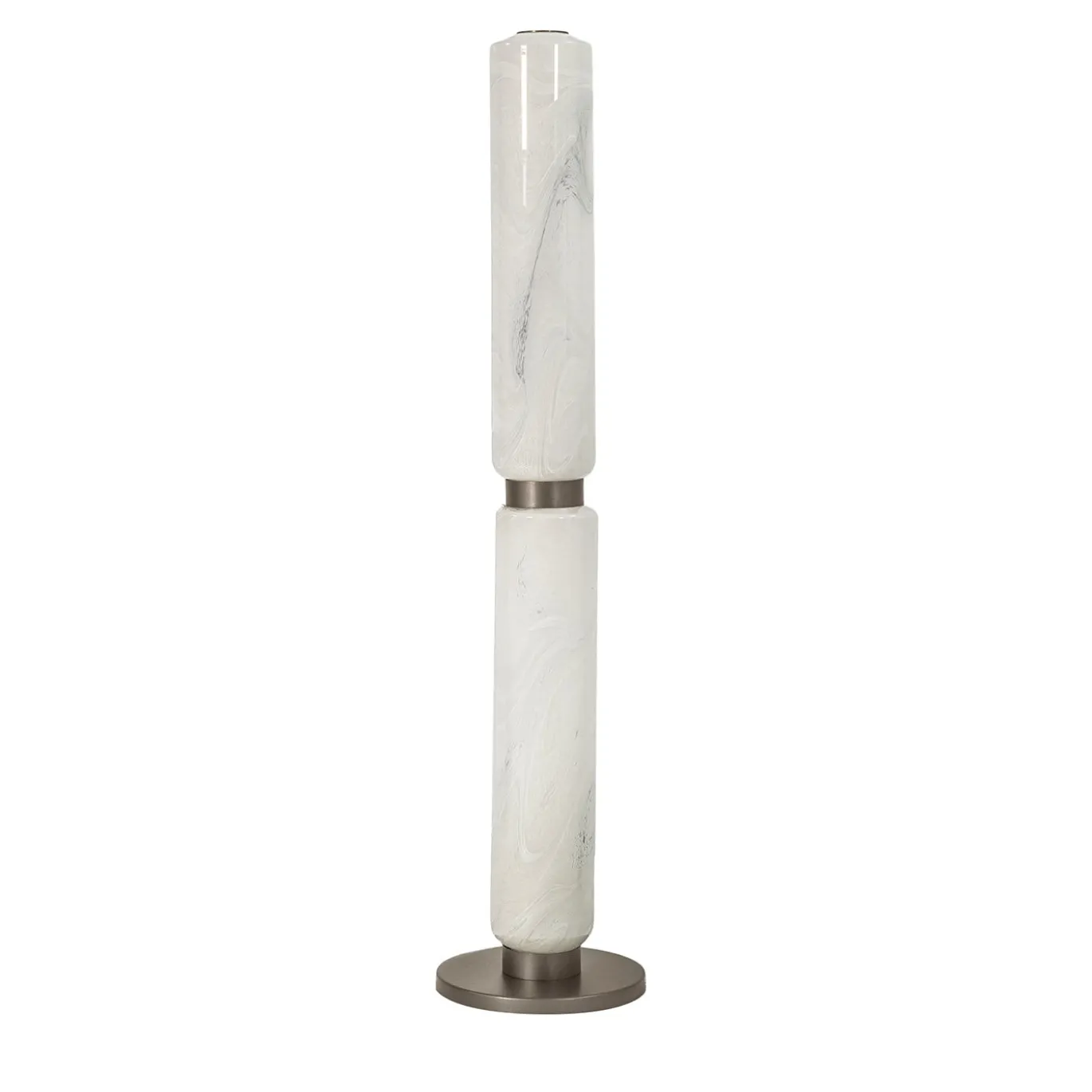 Lampada da terra Ramses alta in vetro bianco marmorizzato