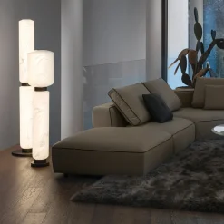 Lampada da Terra Ramses Grande in Vetro Marmorizzato Bianco