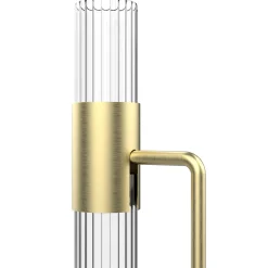 Lampada da terra Sbarlusc in vetro bianco e ottone di Isacco Brioschi