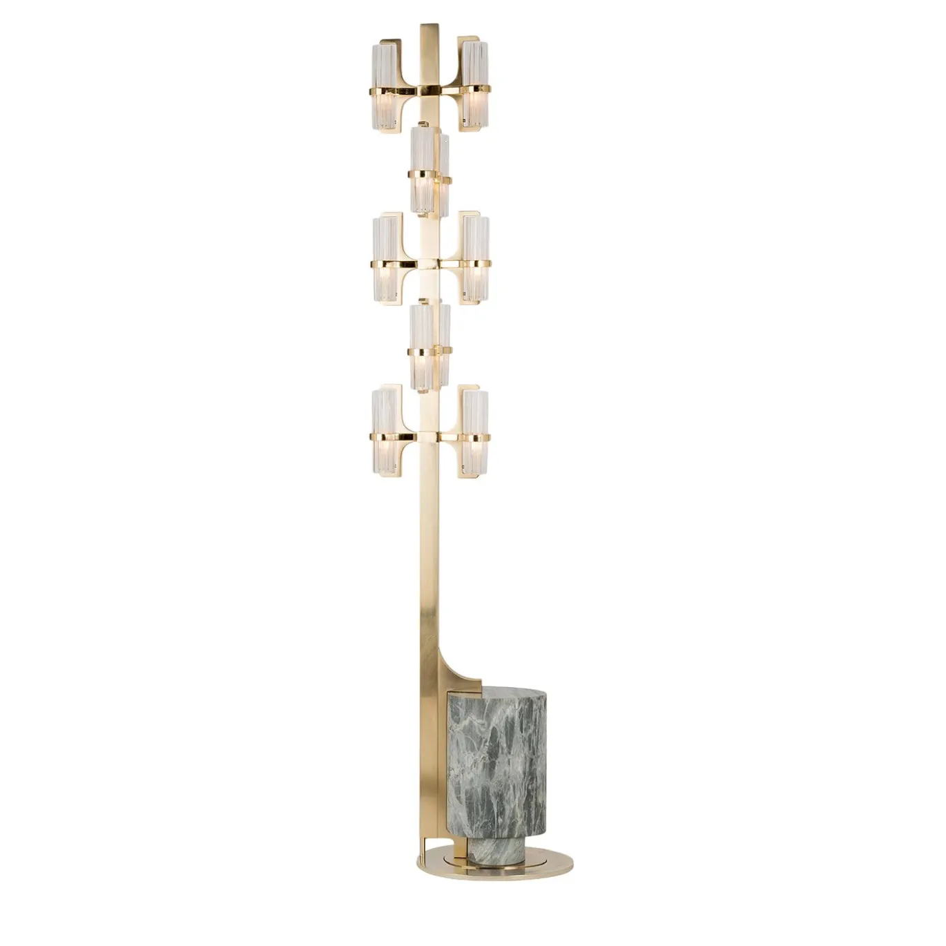 Lampada da terra Soave Gold con base in marmo Bardiglio