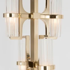 Lampada da terra Soave Gold con base in marmo Bardiglio