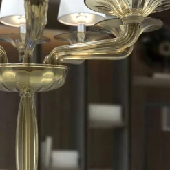 Lampada da terra Tiziano a 8 luci in vetro di Murano color Fumè
