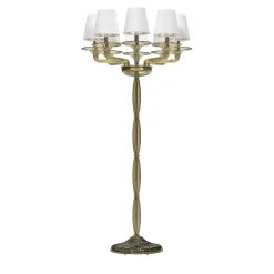Lampada da terra Tiziano a 8 luci in vetro di Murano color Fumè