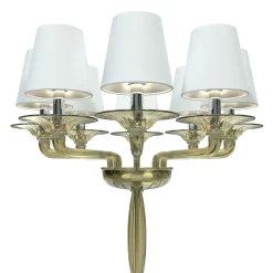 Lampada da terra Tiziano a 8 luci in vetro di Murano color Fumè