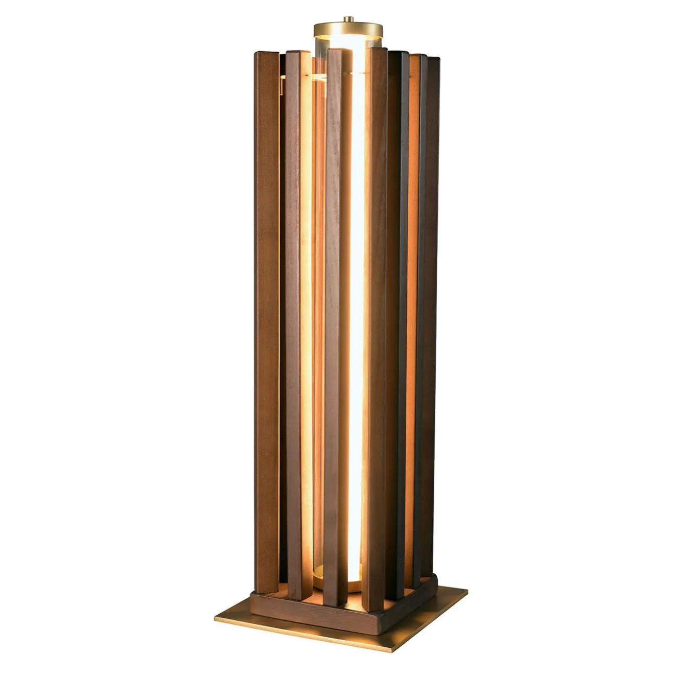 Lampada in noce Trento con dettagli in ottone satinato